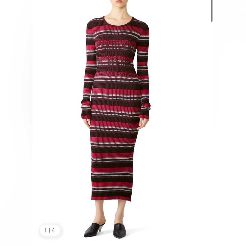 Opening Ceremony Multicolor Striped Long Sleeve Dress